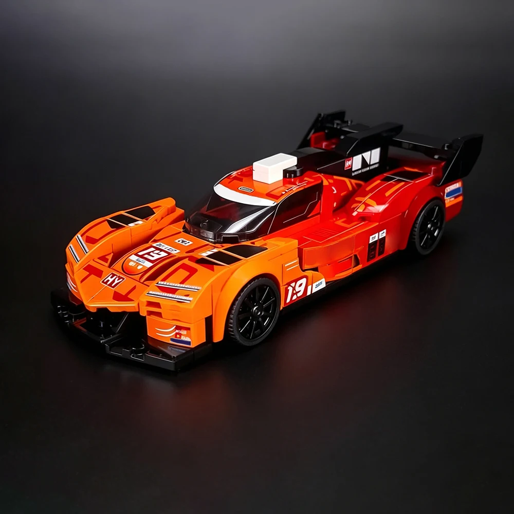 Neue MOC-Geschwindigkeit ​ ​ Serie 2026 Le Mans Qualifying Orange Auto Modellbausatz DIY Auto-Montage-Spielzeug Sammlerstück für Erwachsene Geschenkset