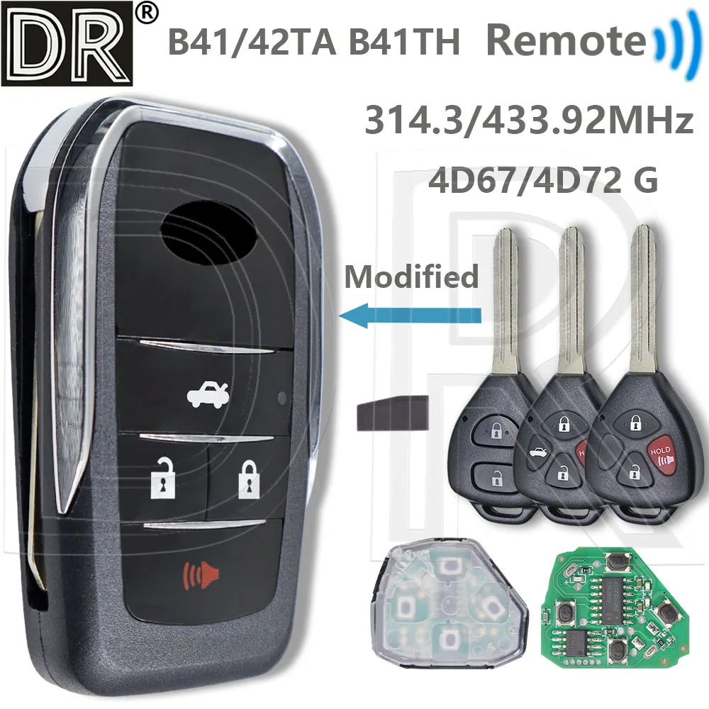 

Отличный B41TA/B42TA 433 МГц B41TH 314 МГц 4D67/4D72 G автомобильный дистанционный ключ для Toyota Yaris Vigo Forruner Hilux Hiace Corolla Innova