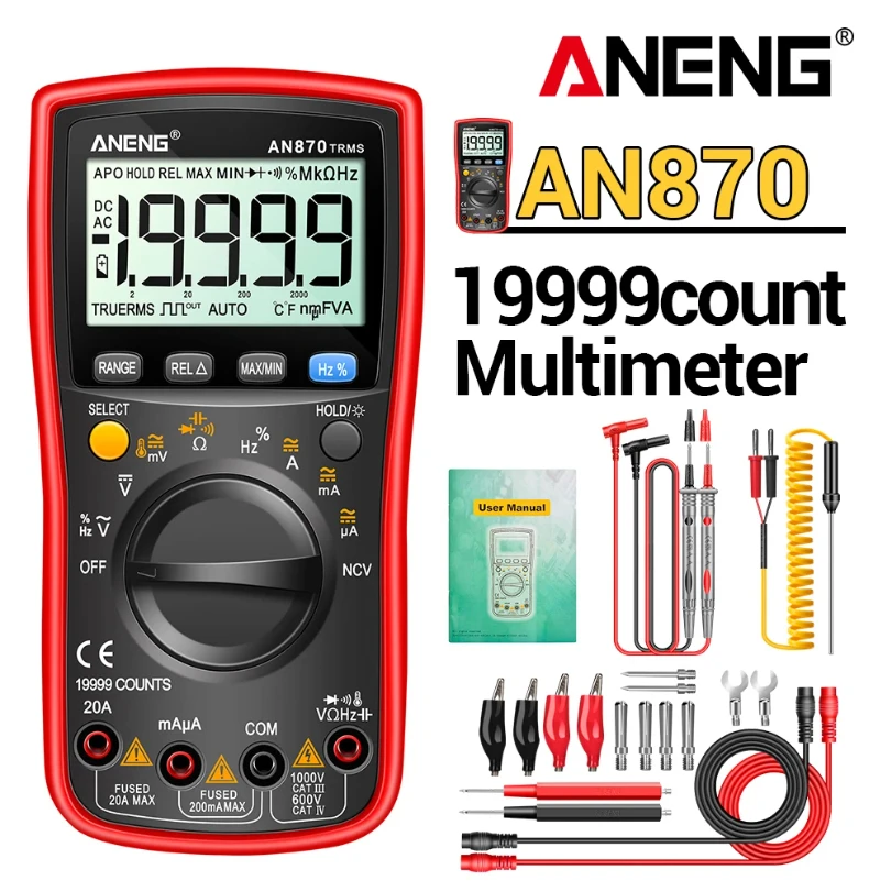 

ANENG AN870 Digital Multimeter 19999 Counts True Rms Multimeters AC/DC Current Meter Voltimetro Profesional Voltage Tester f