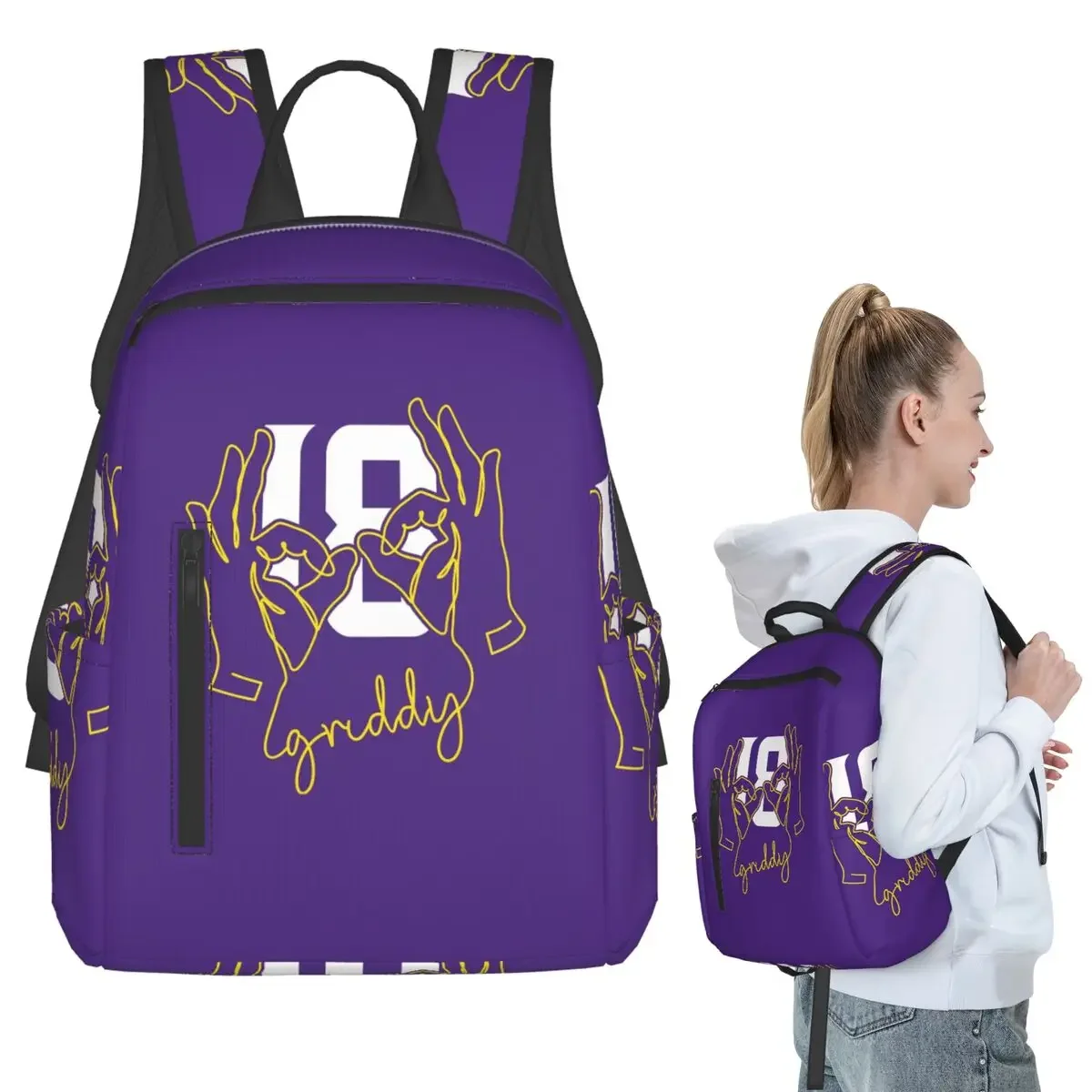 

Justin Jefferson Griddy Design Backpack Student BookBag Kids School Bag Computer Shoulder Bags Boys Girls