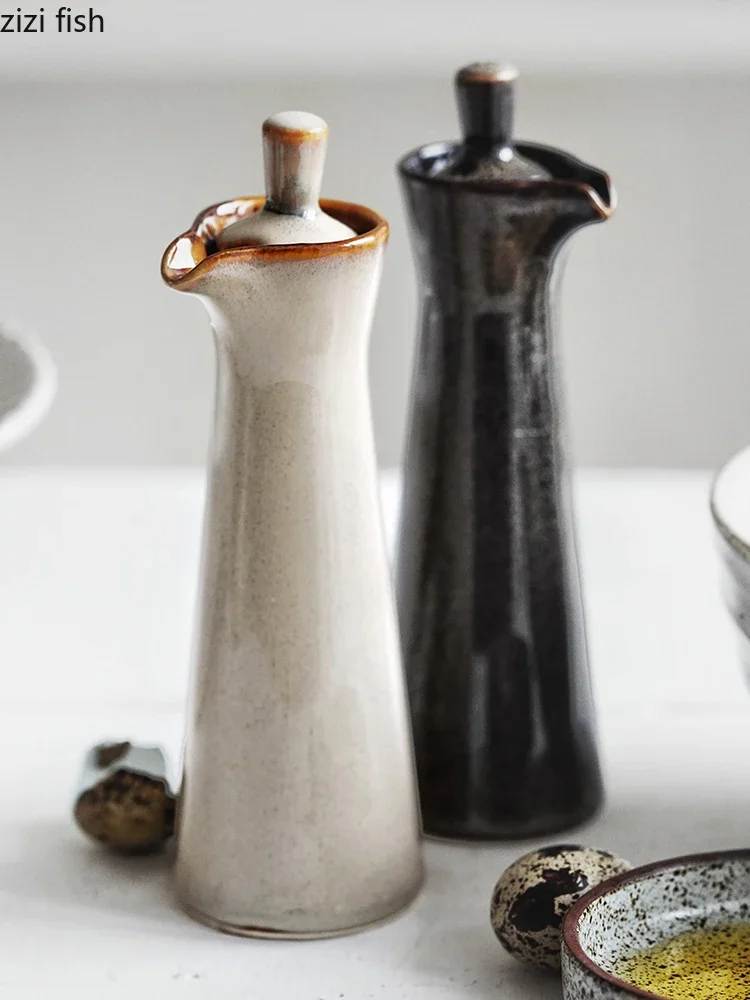 Tool Shaker Salt Creative Kitchen Home Olive Retro Oil Bottles Spice Containers Seasoning Ceramic Jars Oiler Spice Jar Seasoning