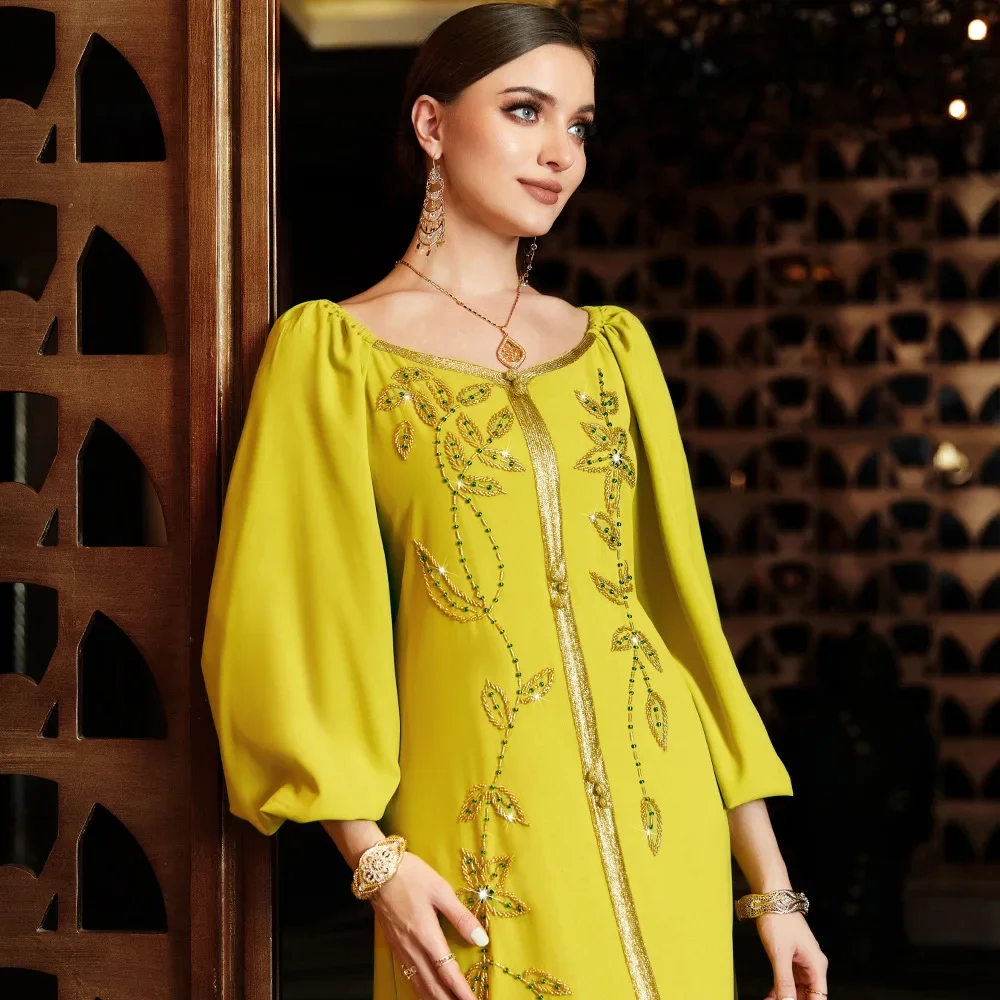 

Ramadan Eid Party Dress Women 2025 Abaya Jalabiya Moroccan Dresses Kaftan Dubai Beads Islam Turkey Abayas Djellaba Caftan Gown