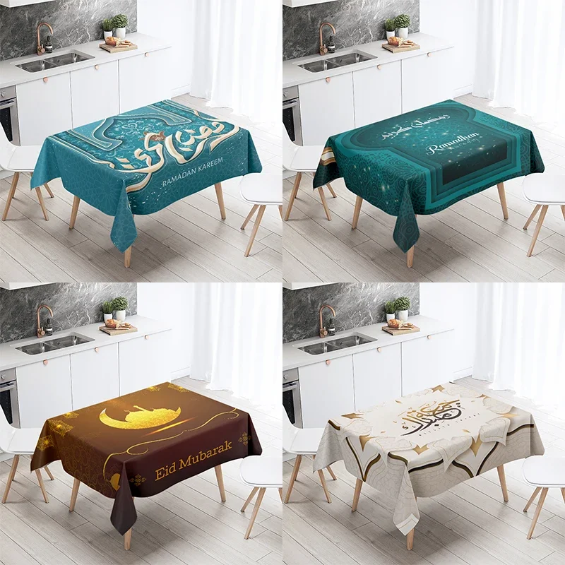 Eid home decoration tablecloth Ramadan Arabic calligraphy Muslim decorative tablecloth waterproof and stain-proof