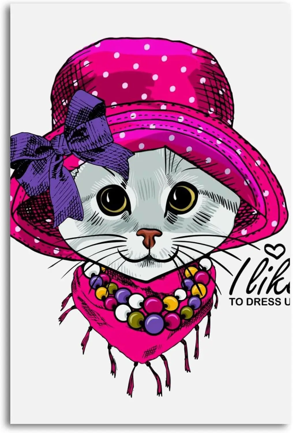 Metal Tin Signs Cat with Red Hat Bow Sign Vintage Wall Decor Tin Sign Plaque for Home Cafes Office Store Pubs Club