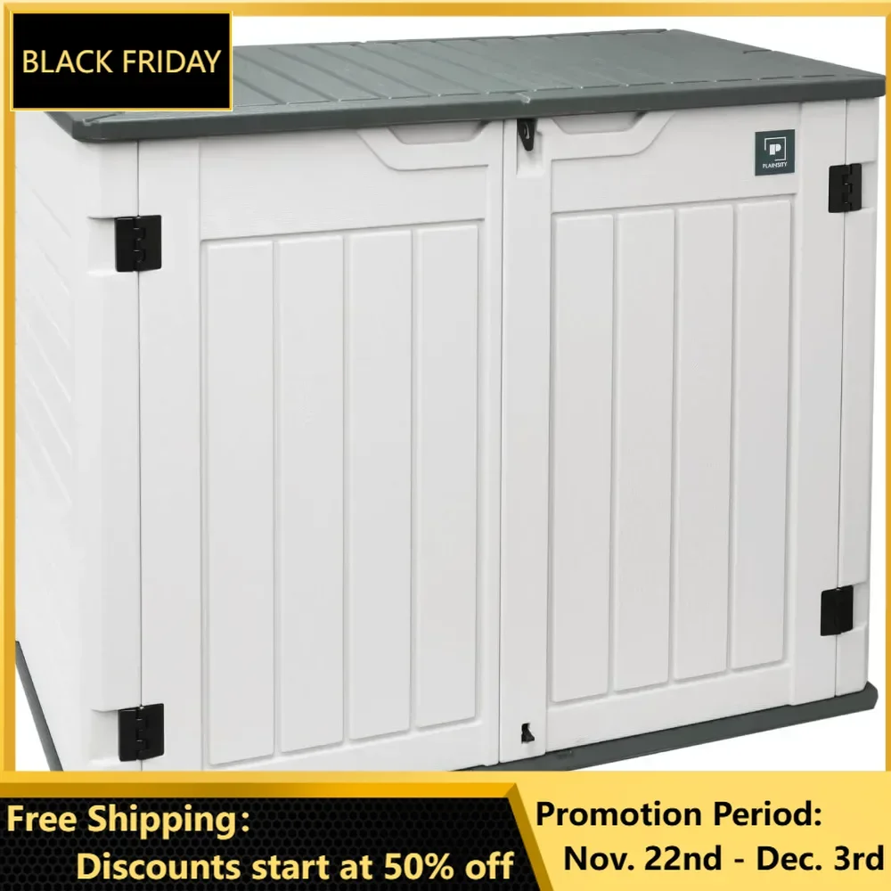 

Outdoor Storage Sheds for Storage of Bike, Trash Cans, 35 cu ft, Waterproof, Dark Gray Weather Resistant Resin Tool Shed