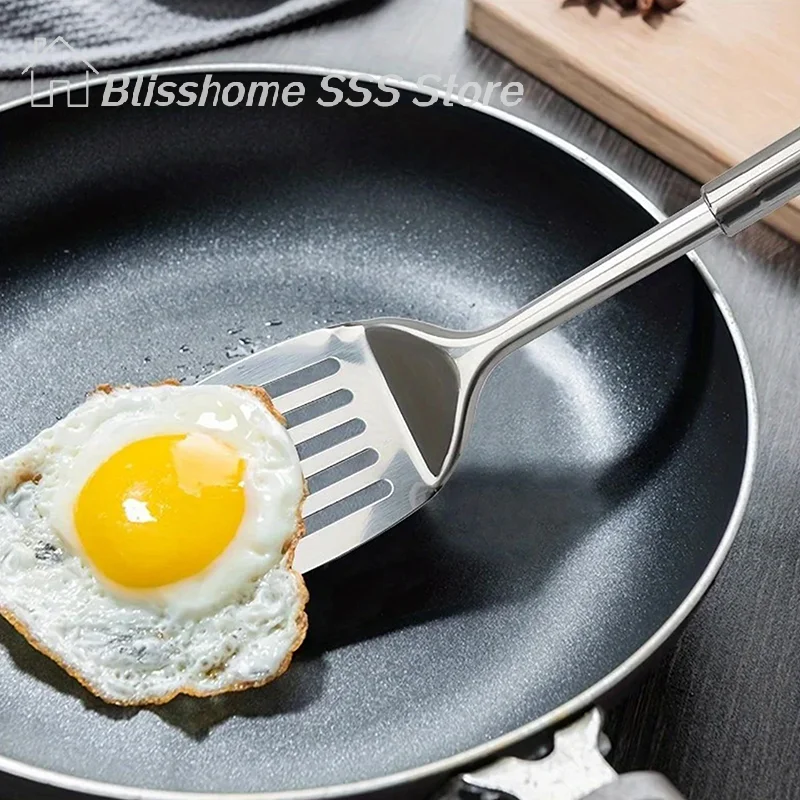 【S】1Pc Stainless Steel Slotted Turner Kitchen Cooking Spatula Saute Steak Burger Butter Tool Kitchen Utensils Cookware
