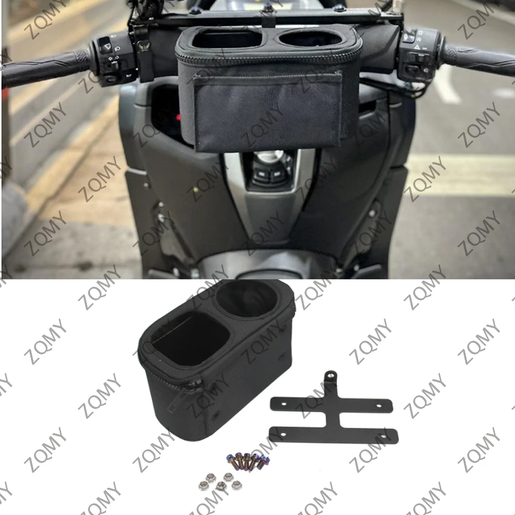 Motorcycle Handlebar Water Cup Holder Bottle Bag with Stabilizer Bar For YAMAHA NMAX XMAX TMAX 530 500 SX DX