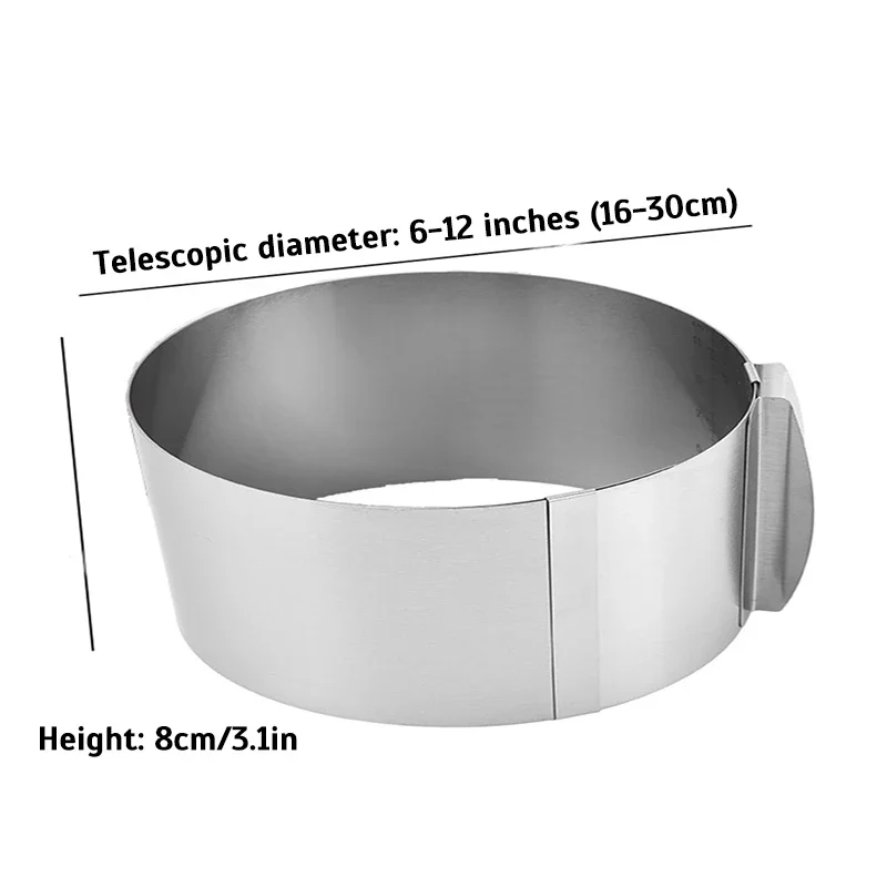 Stainless Steel Telescopic Mousse Ring, Circle Mold, Rustproof, Adjustable with Scale, Heightened Cake Rings for Baking, 6-30cm