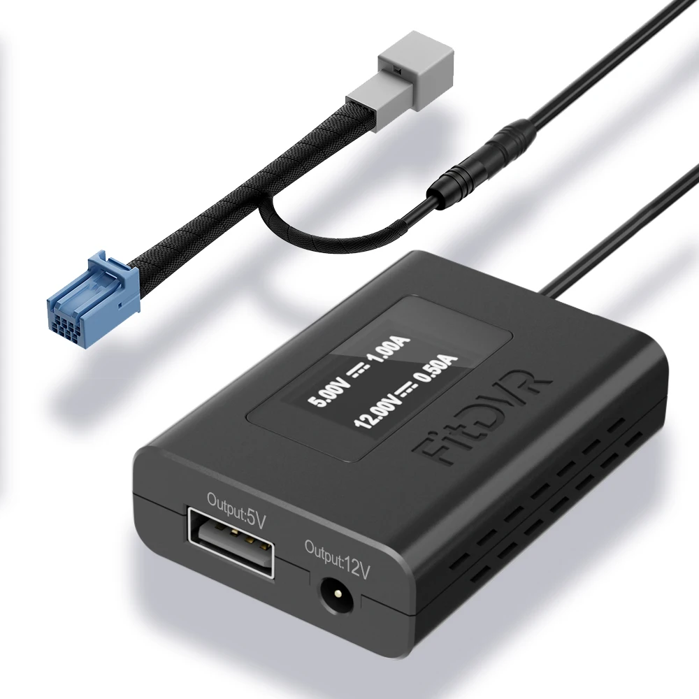 

FitDVR Dash Cam Adapter (8-Pin) for Acura MDX 2022-2024 with Auto-Dimming Mirror, LED Display, USB Power, DVR Accessories,D3-047