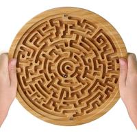 Round Wooden Maze Board Wooden Labyrinth Puzzle Game Multi-Purpose Maze Puzzle Logic Game Toy for Toddler Adult Children