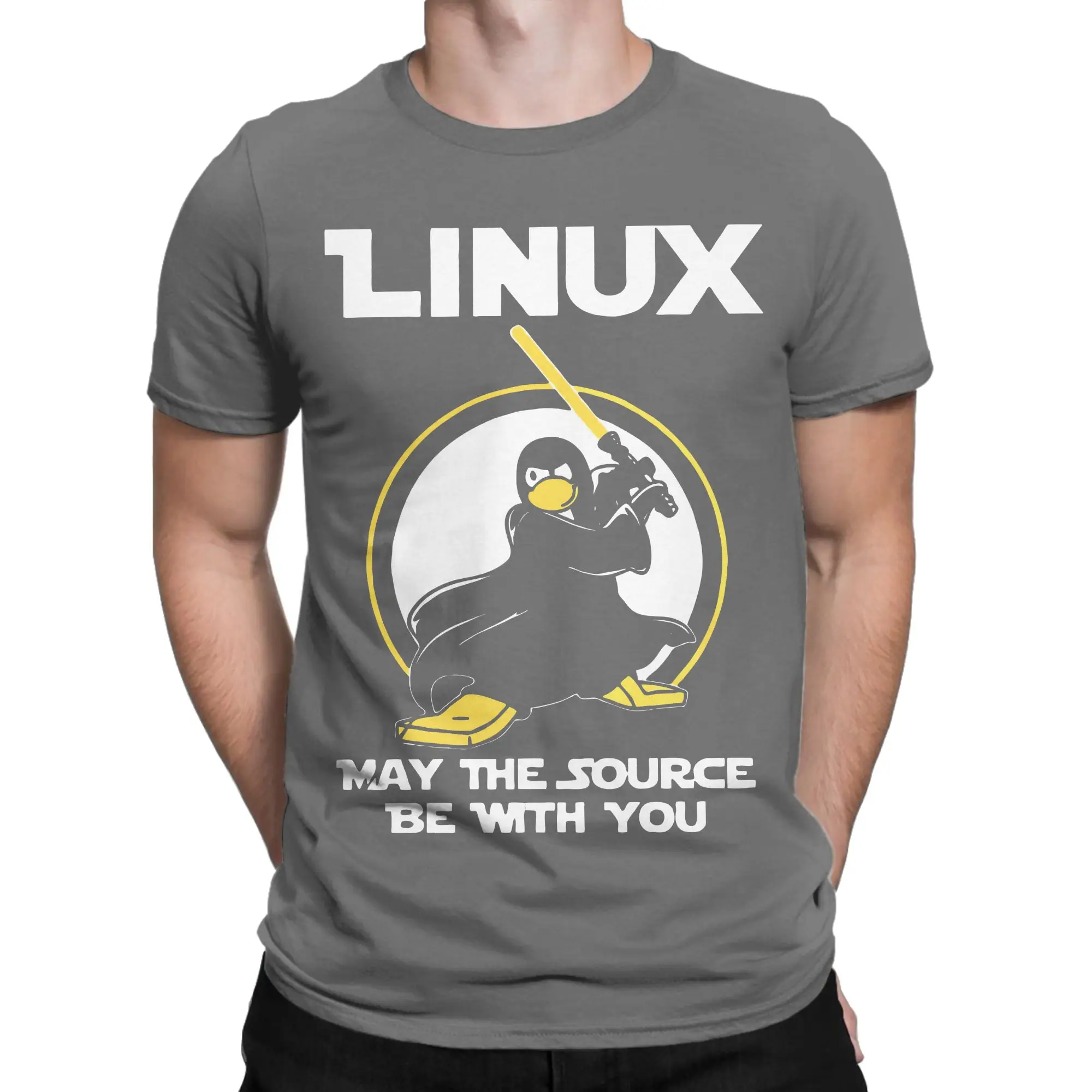 Men Women's Linux May the Source Be with You T Shirts Programmer Developer Nerd Pure Cotton Tops Crewneck Tees Plus Size T-Shirt