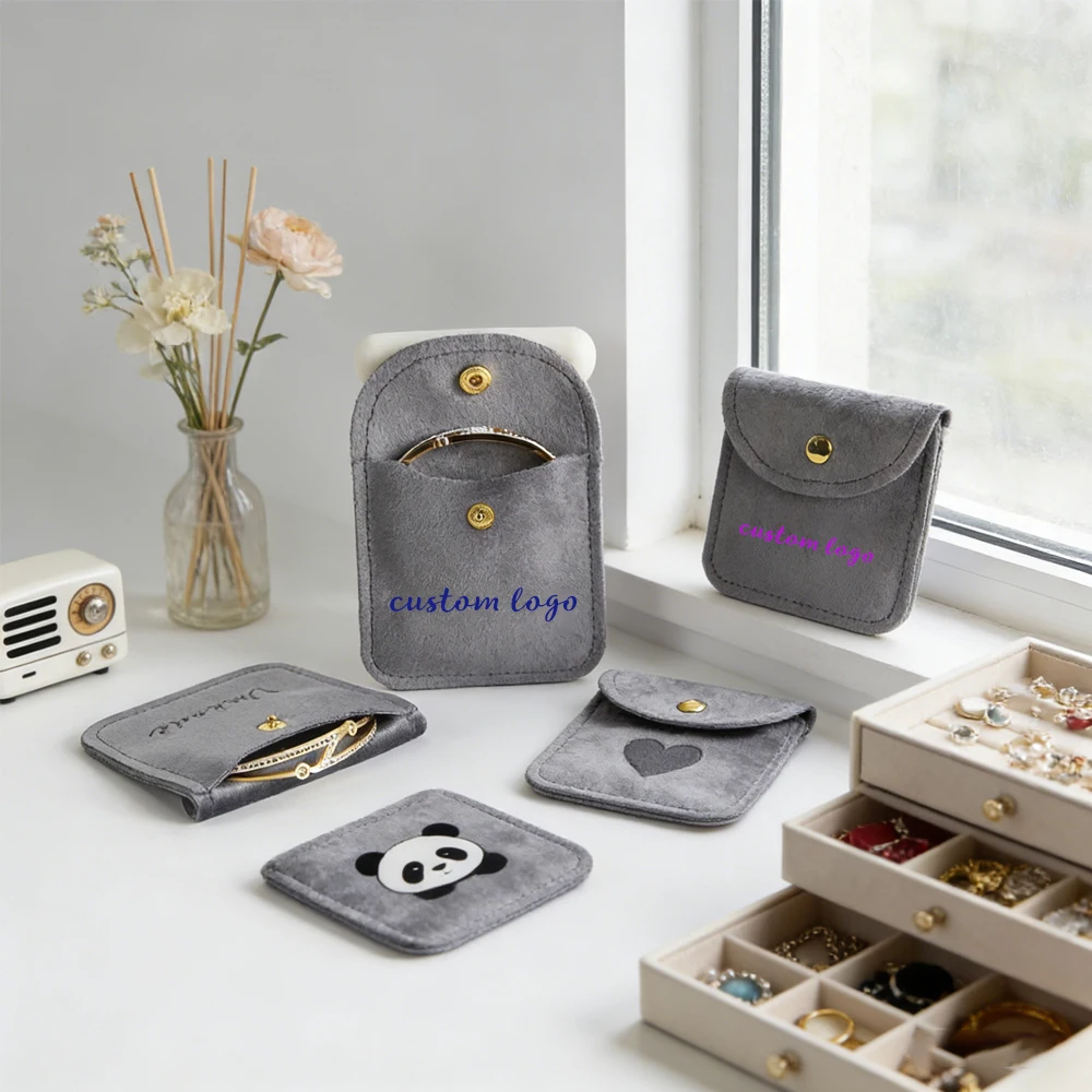 

100 шт./лот, на заказ, с тиснением, бархатные мешочки для ювелирных изделий с кнопкой-застежкой, для хранения колец, браслетов, подарочные мешочки для свадеб и вечеринок