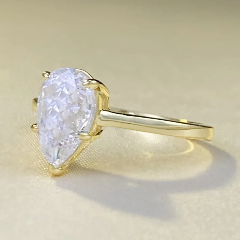 2024 New S925 Silver Ring with Premium Pear Shaped Zircon Inlaid Exquisite Temperament and Fashionable Closing Ring