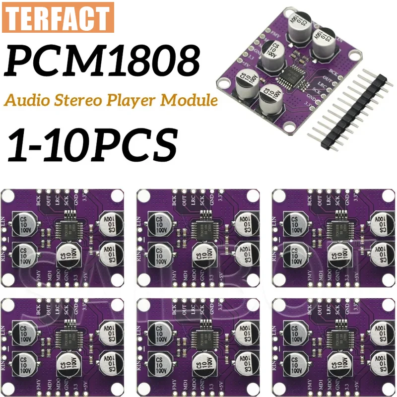 1-10PCS PCM1808 105dB SNR Audio Stereo ADC Single-Ended Analog-Input Decoder 24bit Amplifier Board Player Module