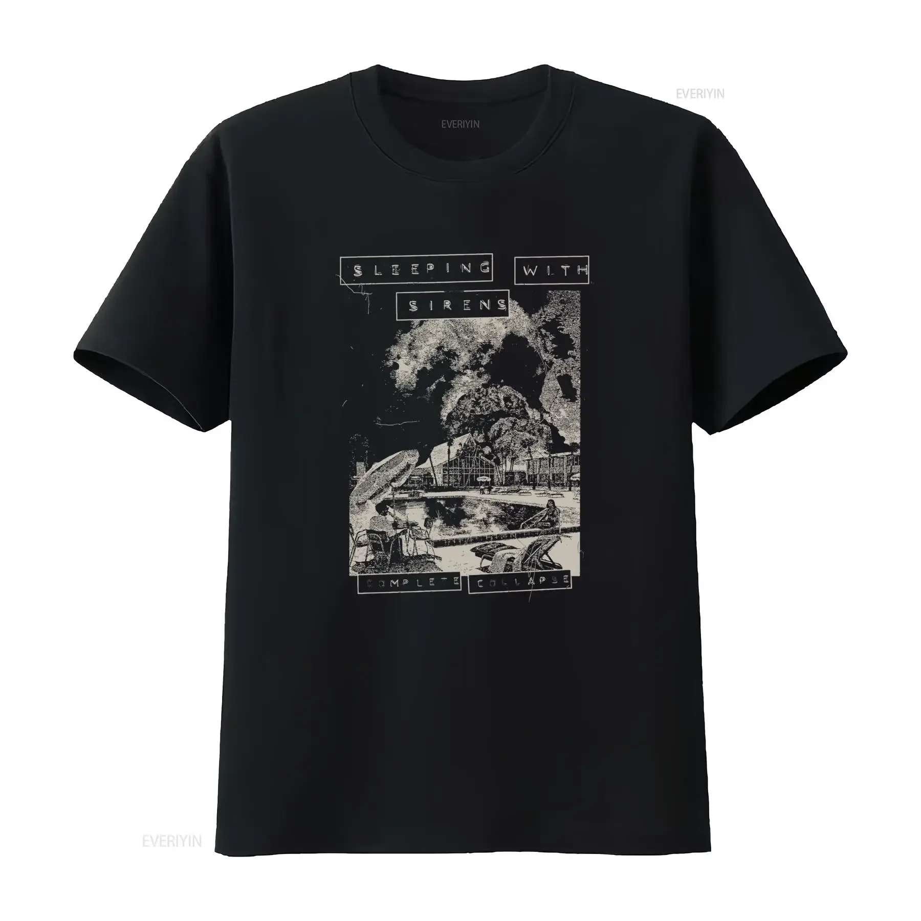 Sleeping With Sirens Complete Collapse Licensed T Shirt for Men Retro Art Print Design vintage Washed homme Casual streetwear