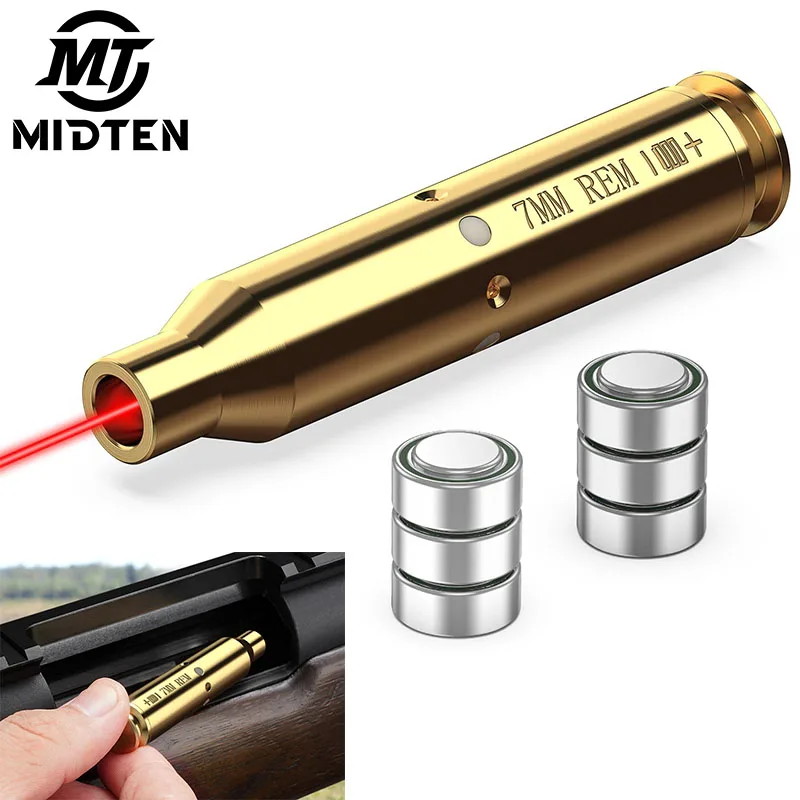 

MidTen Class IIIA 7MM Red Laser Boresighter Zeroing Compatible with Rifle Hunting Tacical with 6pcs Batteries