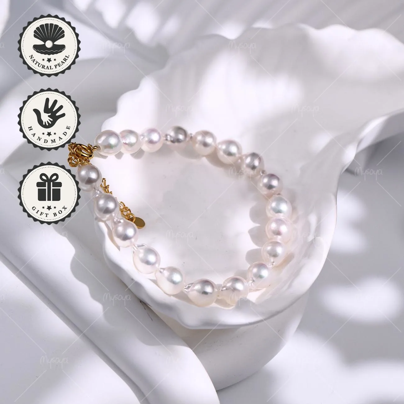 

Японский браслет Mysoya с жемчугом Акойя Барокко, 7–7,5 мм, серебристый, S925, 15,5+5 см, в подарочной коробке, подарок на День святого Валентина, подарок на день рождения для нее