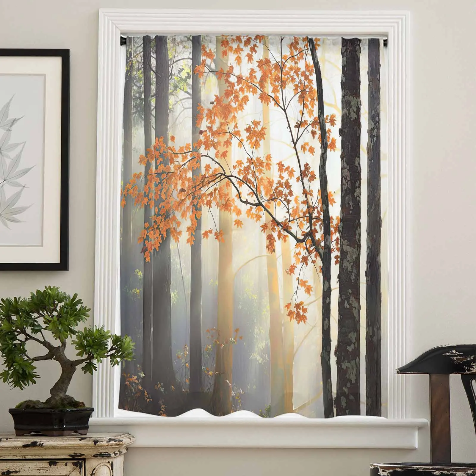 Tree And Plant Dingdar Light Jungle Sheer Curtain Living Room Drapes Home Bedroom Voile Curtain Tulle Window Curtain