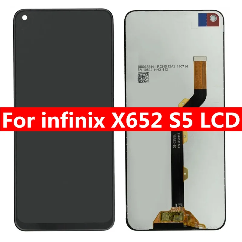 For Infinix S5 X652 LCD Display Touch Panel Screen Digitizer Glass Combo Assembly Replacement Pars Original 6.6 Inches Black