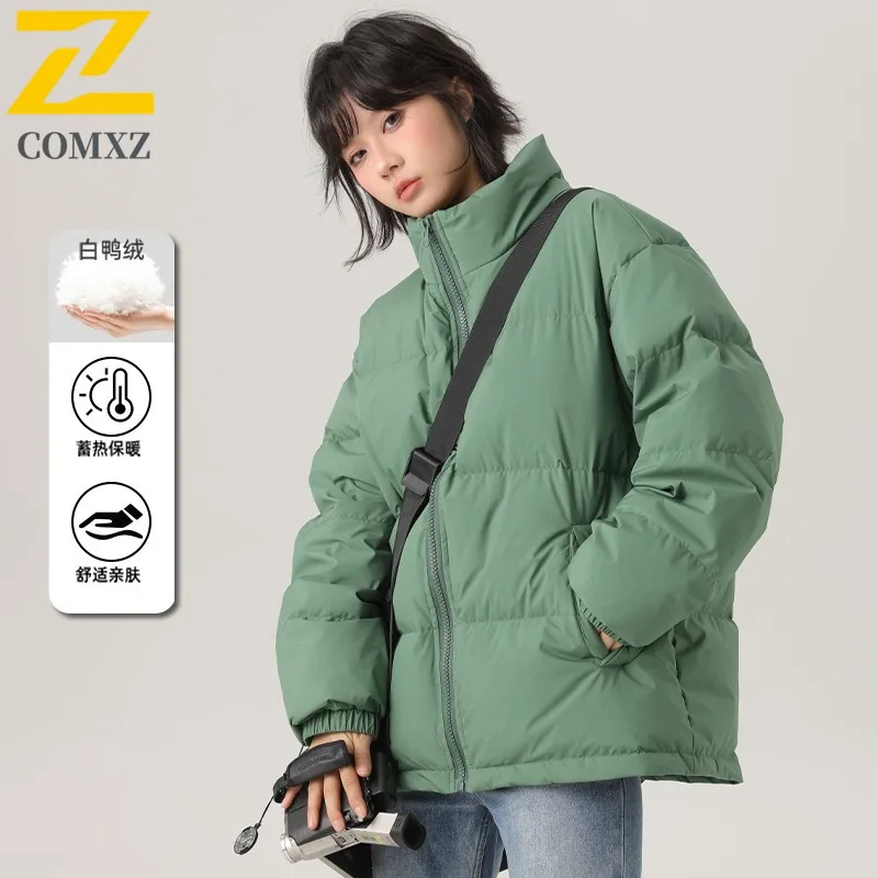 COMXZ Men Bread Bread Jacket American Stand Collar Ski Street Warm Windproof Travel Puffer Jacket Lightweight Snow Padded Jacket