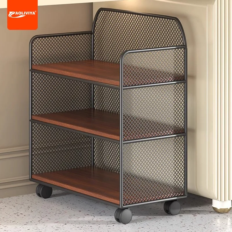 AOLIVIYA Desk Under Table Shelf Removable File Storage Rack Multifunctional Under Table Bookcase Bedroom Wheeled Cart