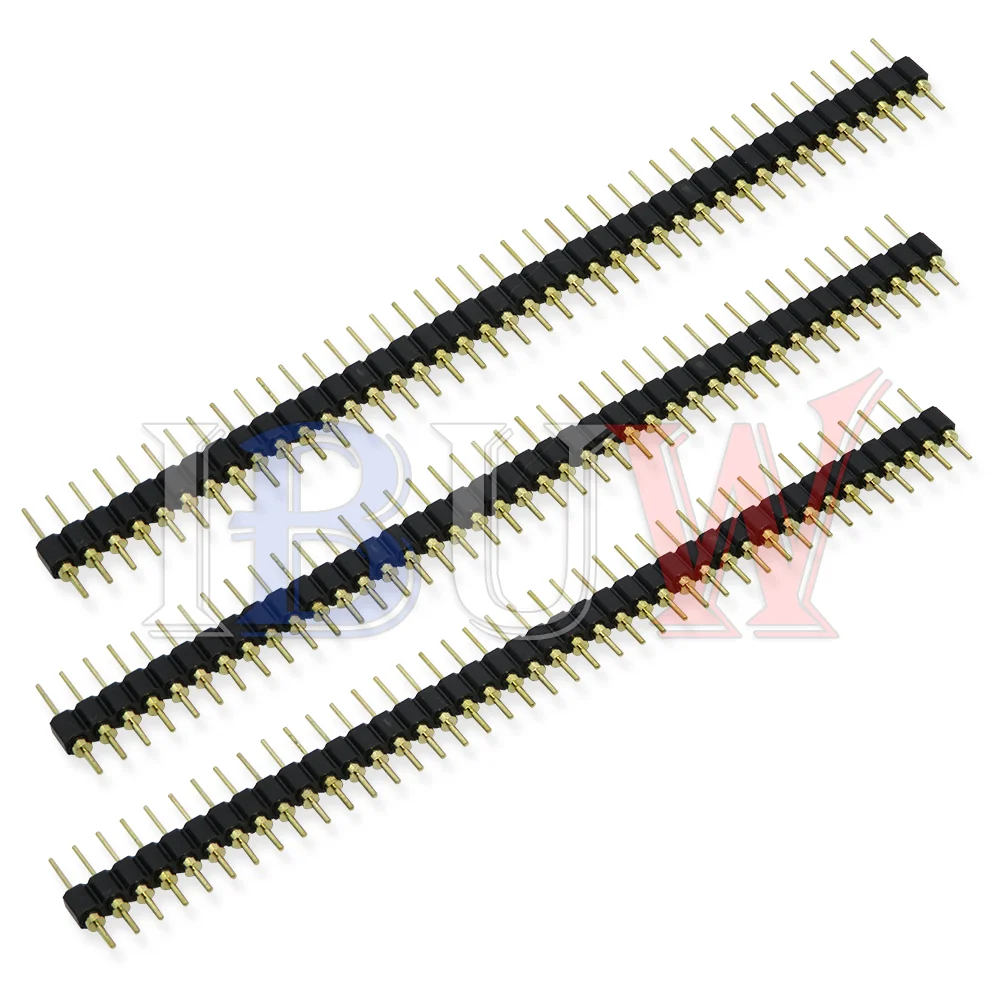 5PCS 40P Header Strip Male Header Single Row 40 Pin 2.54mm Pin Connector Strip Round Needle 1x40 Connector 40Pin