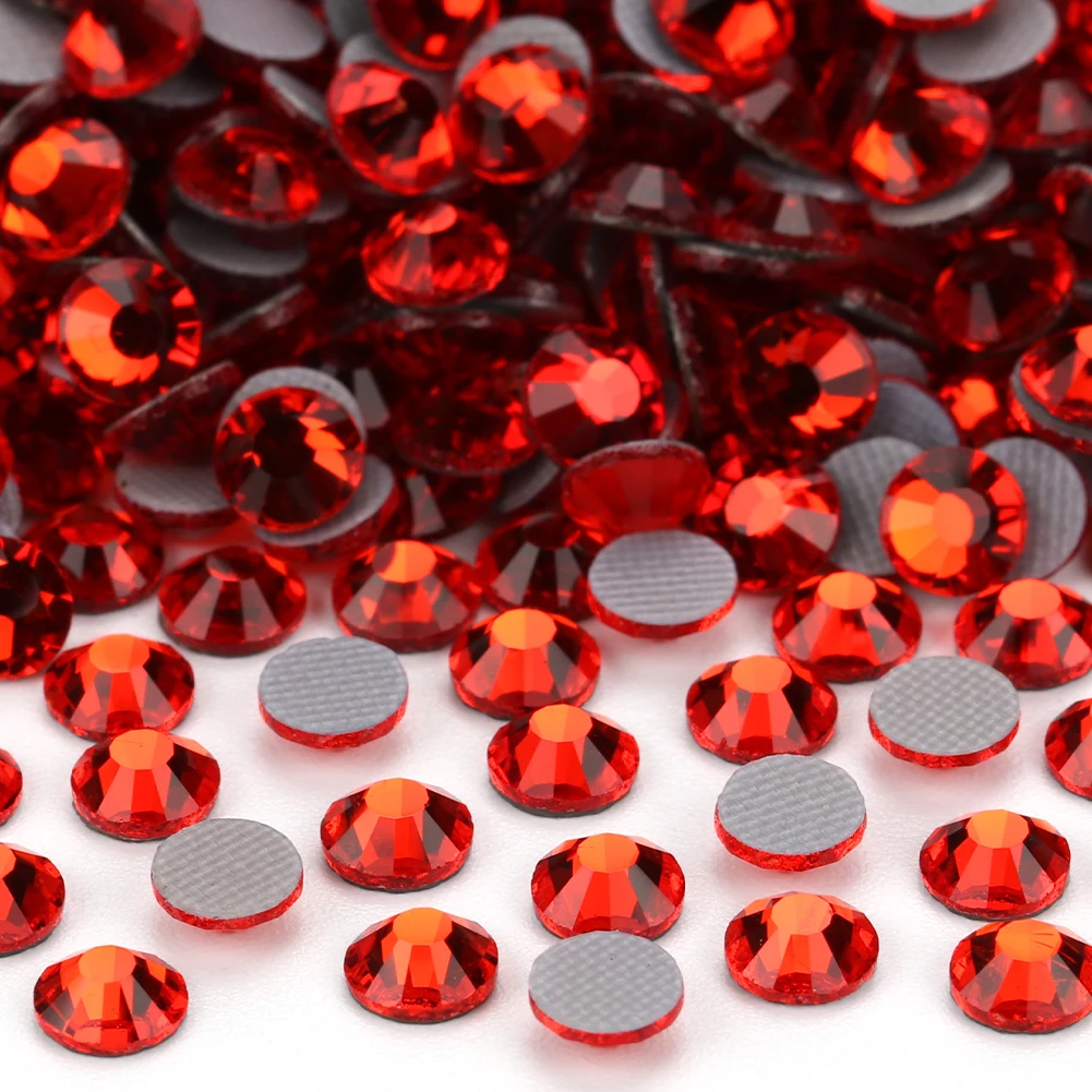 YHB High Quality Red Flatback Hotfix Rhinestones For Shoes Bags Nails Phones Fabric Garment Decoration DiY Jewelry Accessories