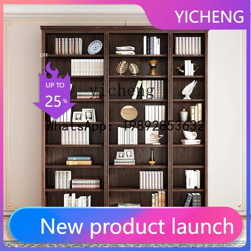 

LYY all solid wood American bookcase glass door cabinet display cabinet storage cabinet free combination household