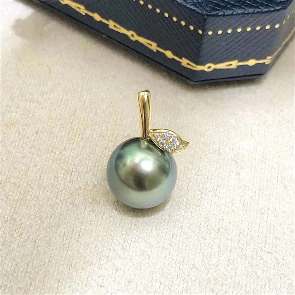 

DIY Pearl Accessories G18K Yellow and White Gold Pendant Empty Holder Apple Necklace Pendant Holder Women's 9-13mm Round Beads