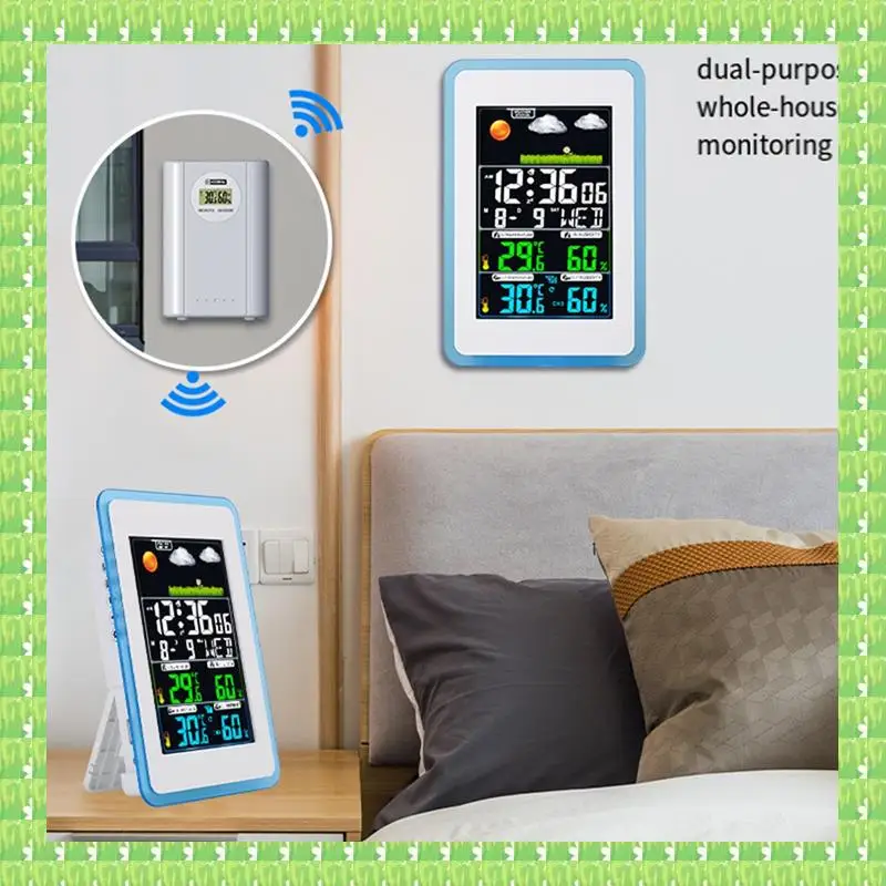 

Часы с прогнозом погоды, беспроводные часы с погодой, подходящие для использования в помещении и на открытом воздухе с цветным экраном, возможность беспроводной передачи