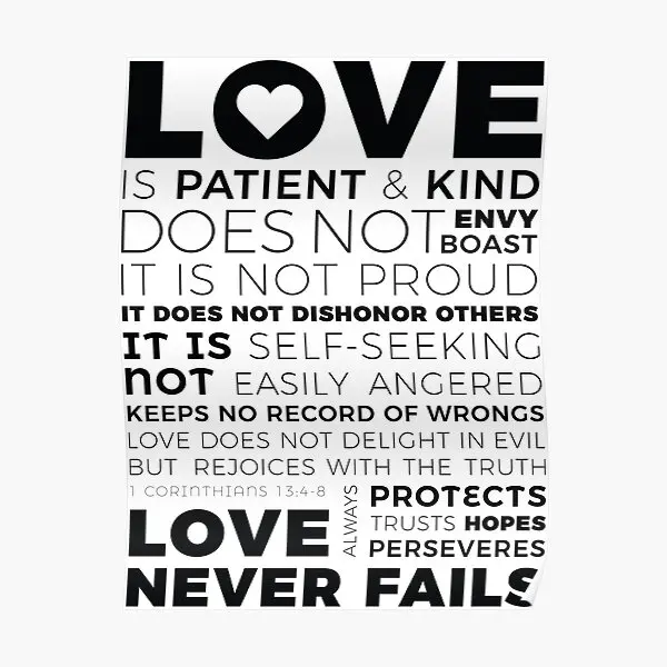 1 Corinthians 13 8 Love Is Patient And K  Poster Home Print Painting Wall Decor Modern Picture Art Mural Room Funny No Frame