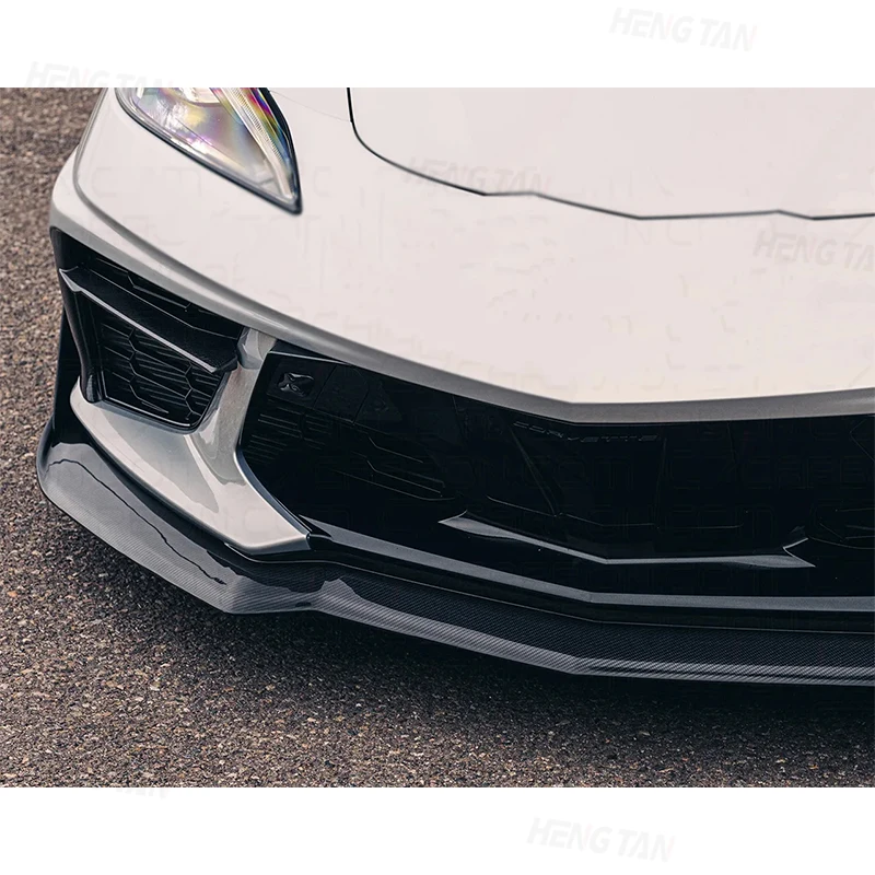 For Chevrolet Corvette C8 2021+ Dry Carbon Fiber Front Lip Chin Spoiler Body kit Car Front Bumper Splitter Lip Parts