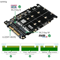 NEW M2 SSD Adapter Converter 2in1 M.2 NVMe / SATA-Bus NGFF SSD to PCI-e U.2 SFF-8639 Riser M.2 SSD to U.2 Adapter for PC Desktop