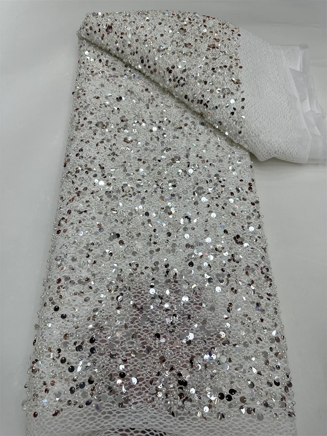 

2025, африканская, французская, нигерийская, элитная тюлевая кружевная ткань с бусинами и блестками, сетка для вышивки, свадебное платье для шитья невесты