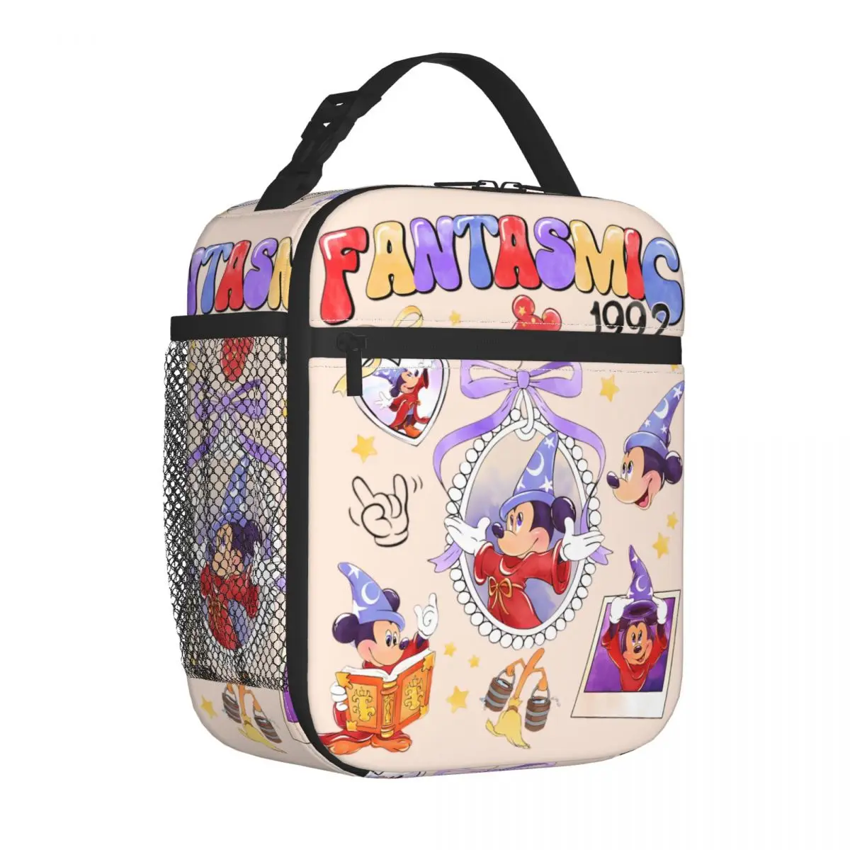 

Watercolor Bow Mickey Fantasia Insulated Lunch Bags Fantasmic Wizard Mouse Meal Container Cooler Bag Lunch Box Tote Men Women