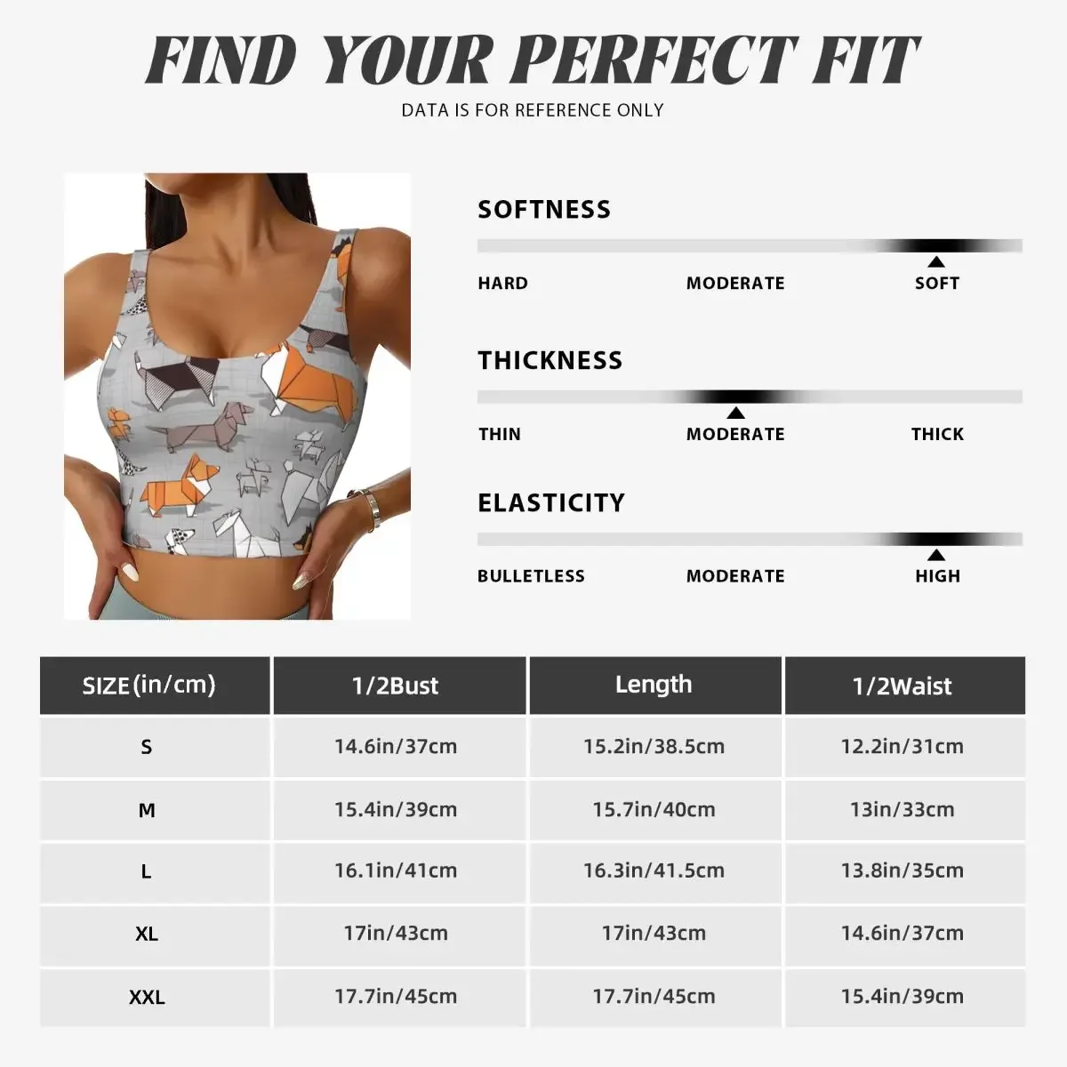 Custom Origami Doggie Friends Workout Crop Tank Tops Women's Dachshund Beagle Terrier Dog Yoga Sports Bras