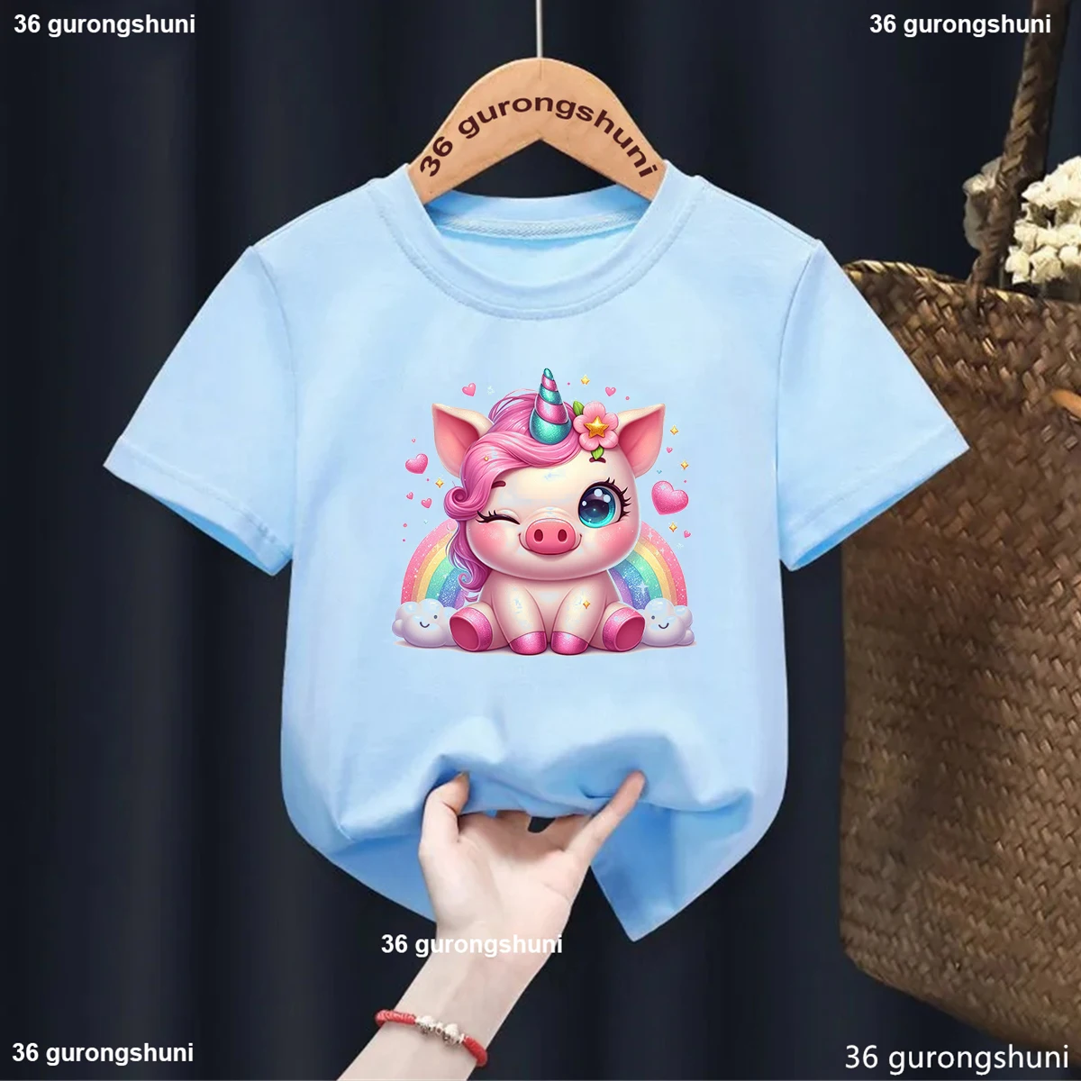 

Cute Pig Print T Shirt For Girls/Boys Harajuku Shirt Kawaii Kids Clothes Summer Short Sleeve T-Shirt Children'S Clothing T-Shirt