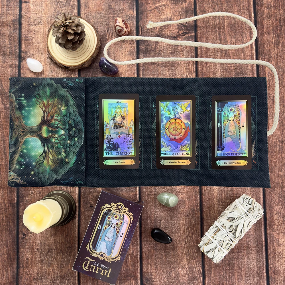 Grüner Baum des Lebens Tarot Aufbewahrungstasche Tarot Tuch Mystischer langlebiger Stoff Wahrsagerei Wickeltasche Astrologie Versorgung Mystisches Geschenk