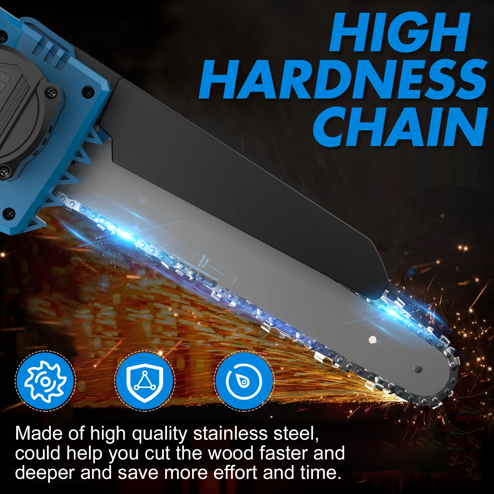 Turpow 8 Inch Cordless Chainsaw High Hardness Chain For Makita BL1830 18v Battery BL1840 BL1850 BL1860 Electric Chain saw Tool