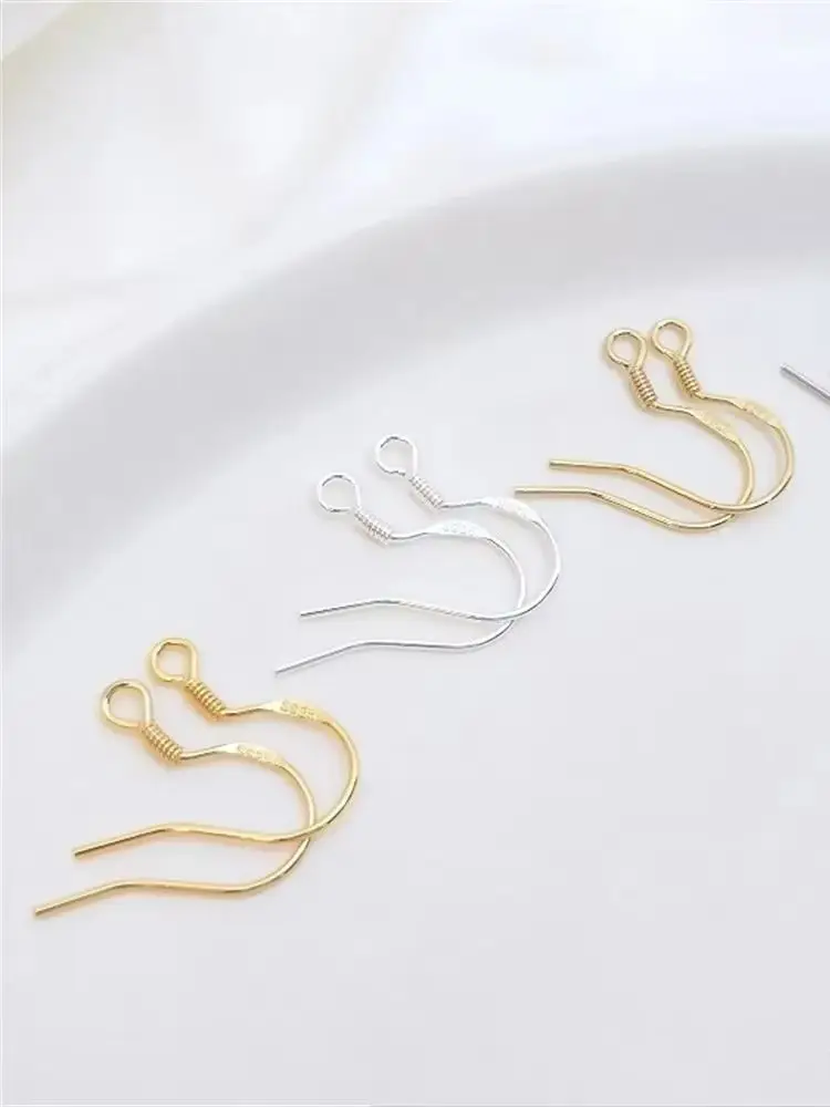 S925 All-over Sterling Silver Ear Hook Plated 18K Gold White Gold 14K Gold-Color Earrings Accessories DIY Handmade Materials