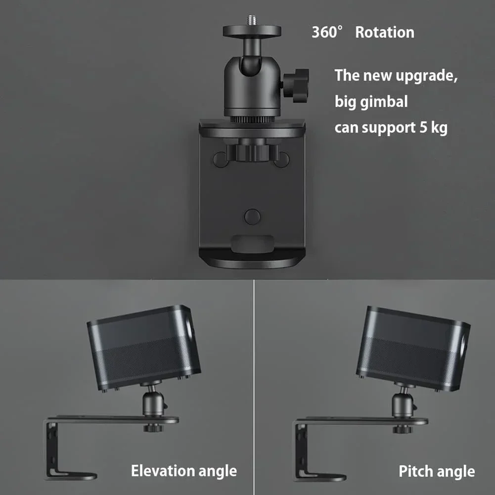 Projector Wall Mount Bracket Stand Projector Bracket 1/4 Inch Screw Hole Adjustable Rotatable For Bedroom Living Room