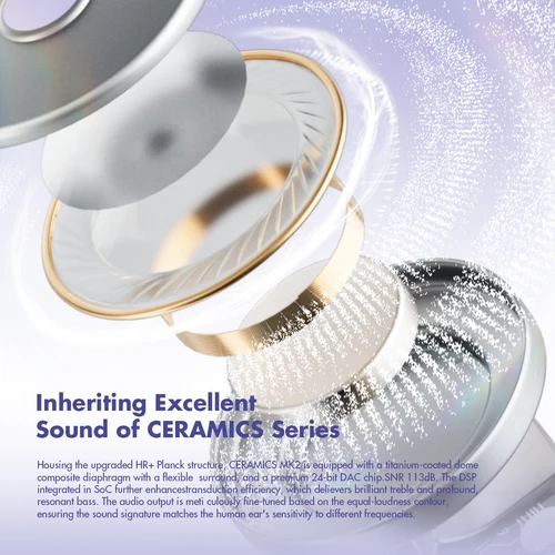 Imagen 2 del producto ROSESELSA CERAMICS MK2 TWS auriculares Bluetooth inalámbricos verdaderos con cancelación de ruido llamadas LADC AAC SBC HD de alta resolución auriculares intrauditivos DSP