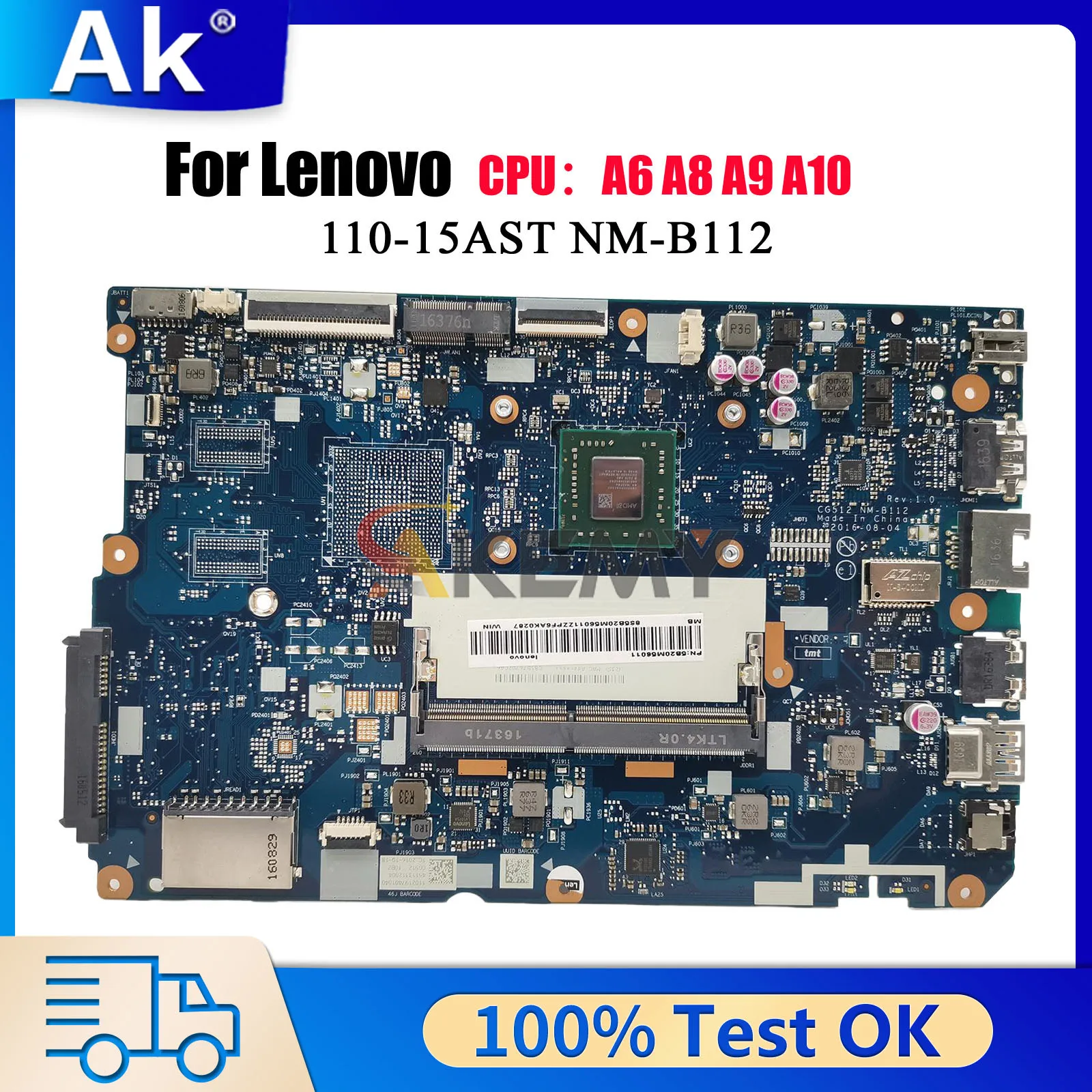 

NM-B112 For Lenovo Ideapad 110-15AST with A9-9400 CPU Laptop Motherboard 100% Tested OK