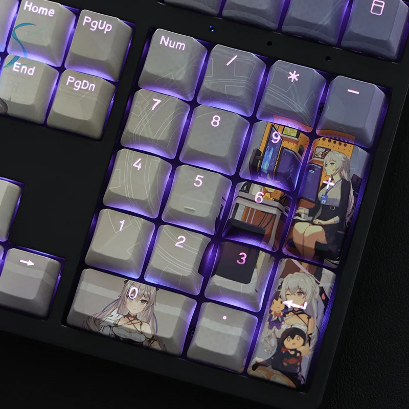 1ชุด PBT Dye Subbed Keycaps สองมิติการ์ตูน Anime Gaming Key Caps OEM Backlit Keycap สำหรับผลกระทบ Honkai 3 Kiana