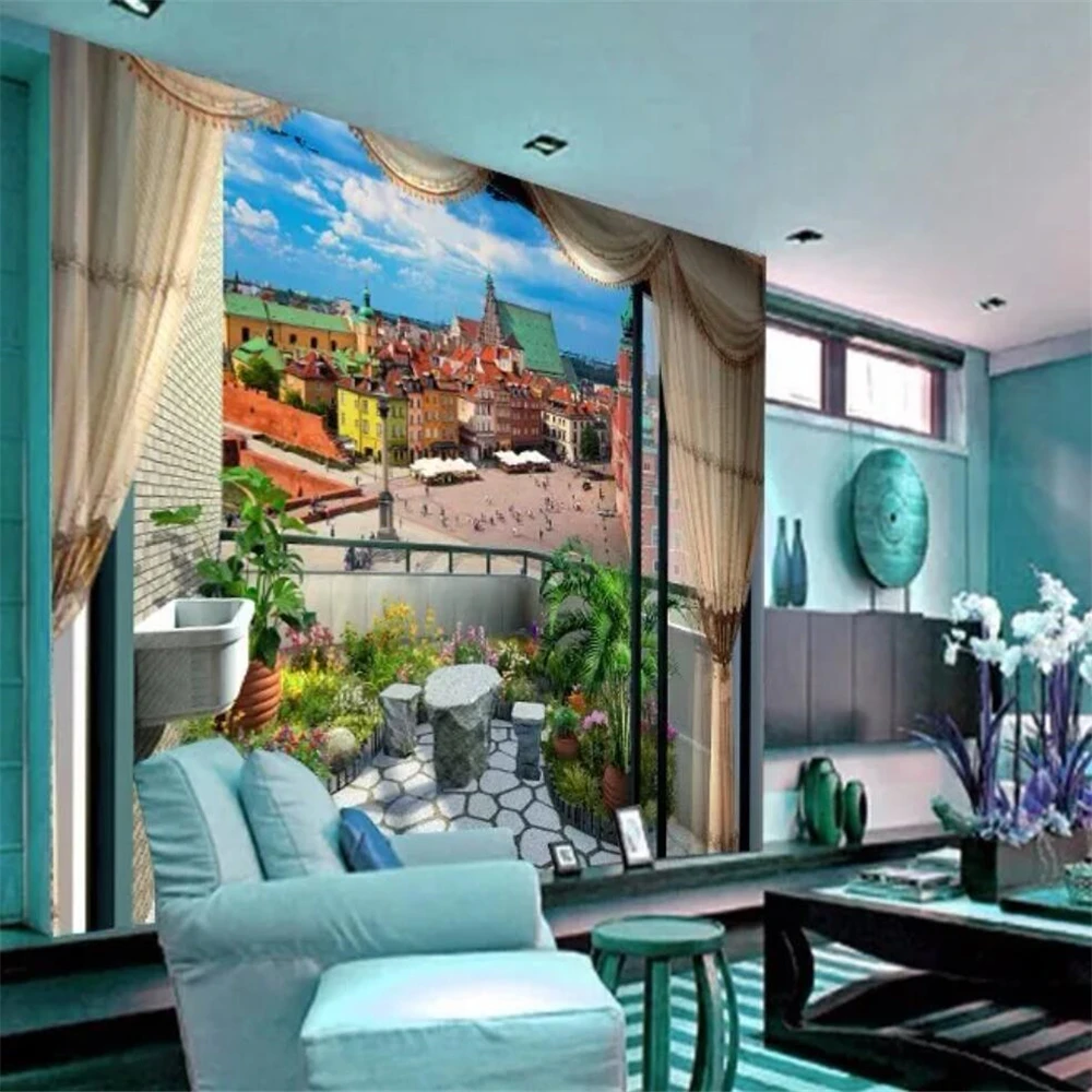 

Custom home decorations mural wall paper European castle bedroom Mediterranean building stylish photo wallpaper for living room