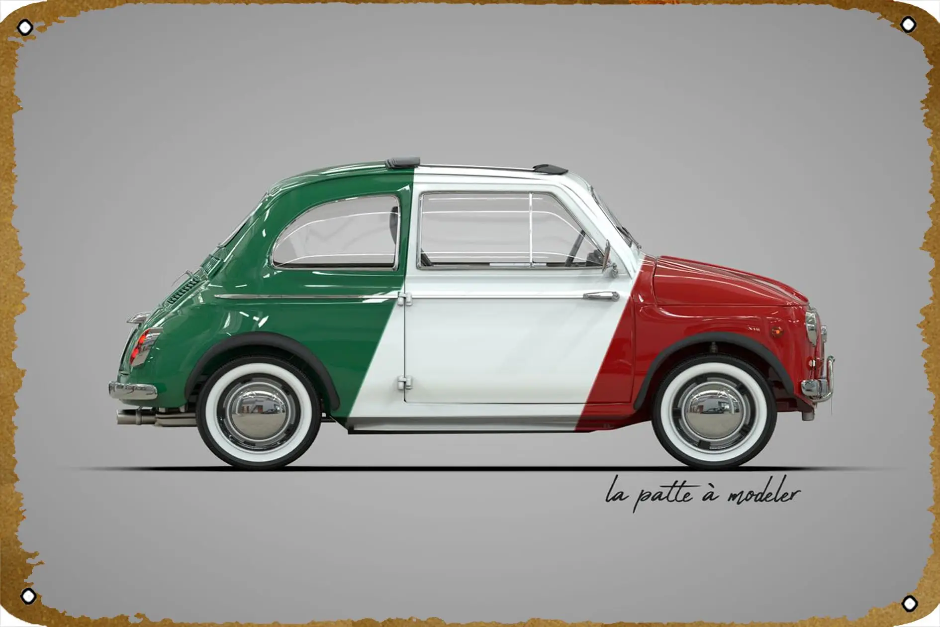 Fiat 500 Italy Retro Car Metal Tin Sign Posters Wall Decor 12X8-Inch 8inchx12inch