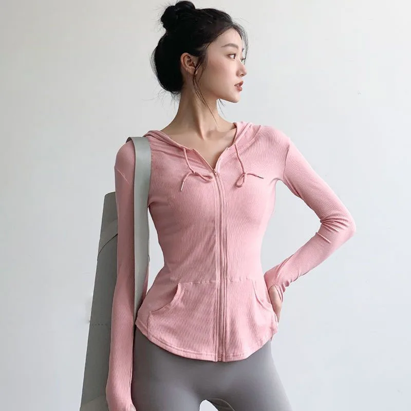 

Biyaby Outdoor Quick Dry Sport Tops Women Spring Casual Short Hooded Gym Coat Woman Korean Long Sleeve Zipper Yoga Clothes Mujer