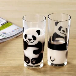 Simpatico panda cinese in vetro creativo bottiglia di tè singola tazza di caffè trasparente succo panda colazione tazza di latte vetreria per bere