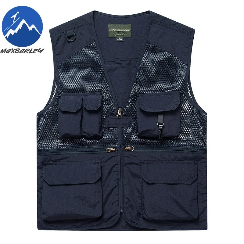 

Мужские жилеты, тонкая весенне-осенняя модная куртка на молнии с v-образным вырезом, 2026, сетчатый дышащий жилет без рукавов для уличной фотографии