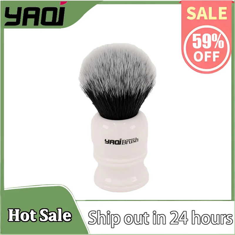 

YAQI Men's Shaving Brush - 30mm Large Synthetic Hair Tuxedo Knot White Resin Handle for Personal Grooming